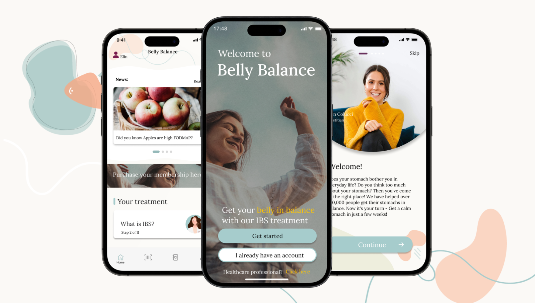 Belly Balance app mock ups